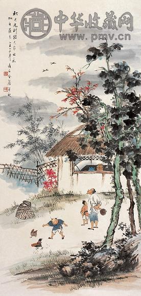 金寿石 乙丑(1925年)作 秋光 立轴 设色纸本