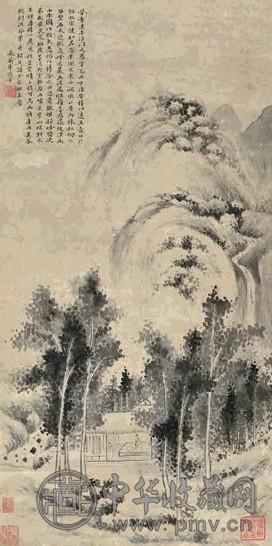 李流芳 1601年作 山水 立轴 水墨纸本