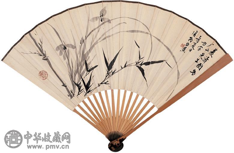 白蕉 乙酉(1945年)作 双清 成扇 纸本