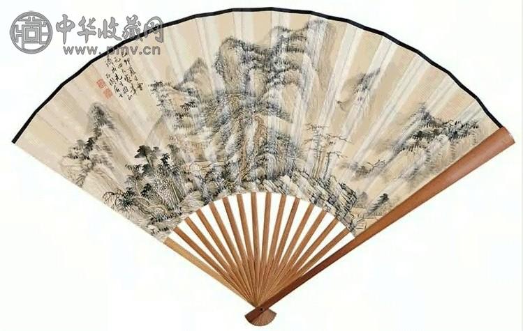 张石园 1915年作 山水 扇面 设色纸本