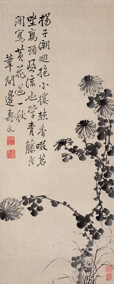 边寿民 菊花图 立轴 设色纸本