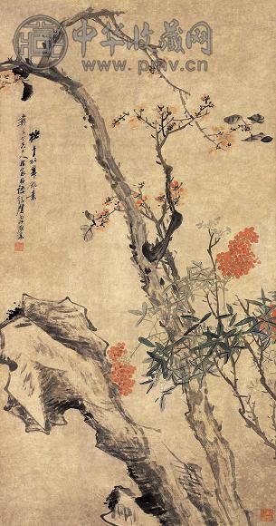 汪继声 秋声赋 立轴 设色纸本