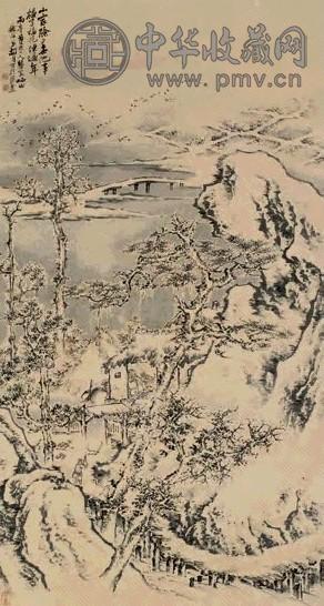 胡璋 草堂过年图 立轴 设色纸本