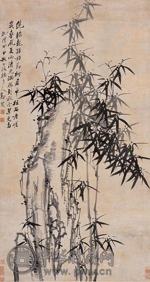 郑板桥 甲申(1764年)作 竹石中堂 立轴 水墨纸本