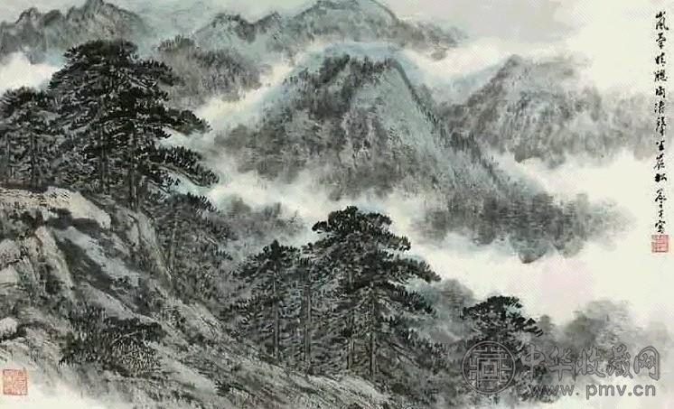 俞子才 万簌松涛图 片 设色纸本