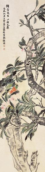 王梦白 己未(1919年)作 花鸟 立轴 设色纸本