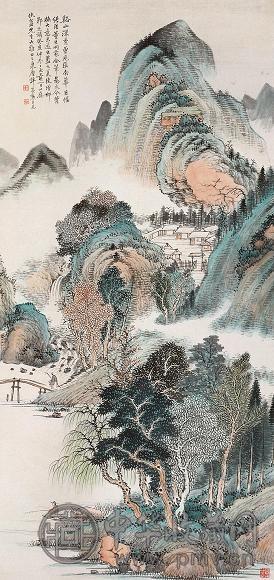 许荣勋 癸亥(1923年)作 谿山深秀 立轴 设色纸本