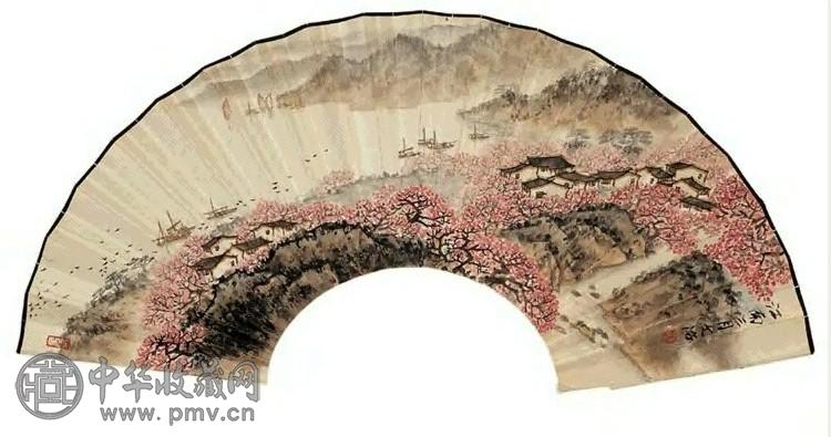 宋文治 江南三月 扇面 纸本