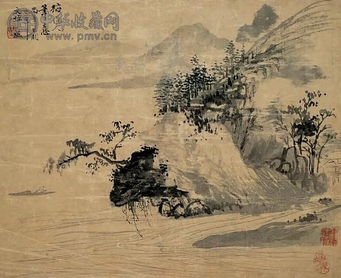 郑文焯 山水 立轴 设色绢本
