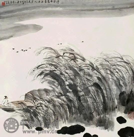 亚明 1989年作 宋人诗意图 轴 设色纸本
