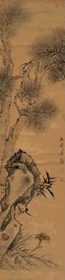 赵之琛 双寿 镜心 金笺设色