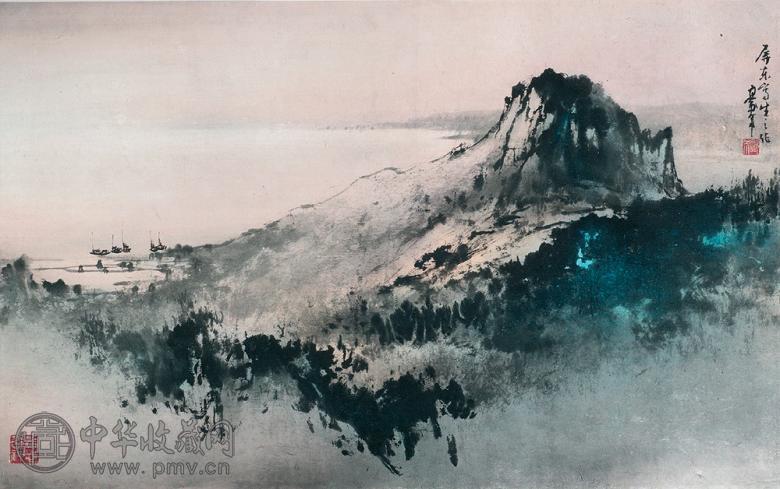 1979年作 山水图 镜框 设色纸本