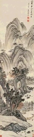 潘思牧 1822年作 山居图 立轴 设色纸本