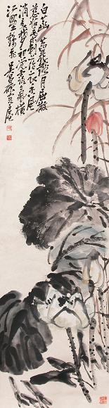 吴昌硕 花鸟 四屏(4屏选1) 设色纸本