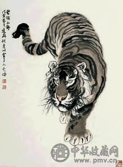 冯大中 君临山野 立轴 设色纸本