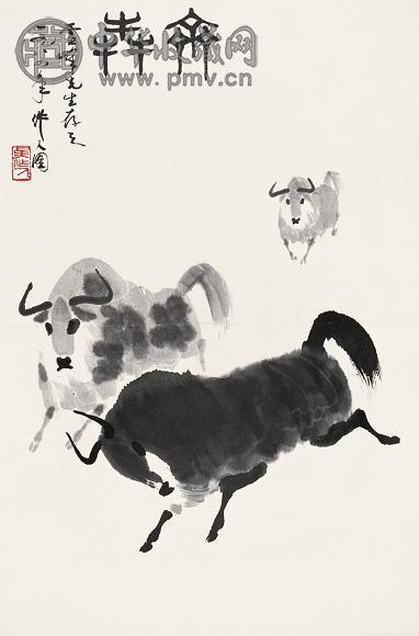 吴作人 1984年作 奔牛 立轴 纸本