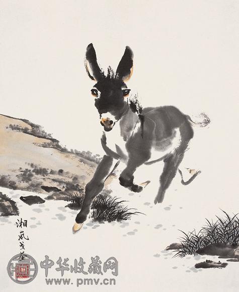 戈湘岚 驴 镜心 设色纸本