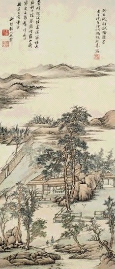 冯超然 仿王翚山水 镜心