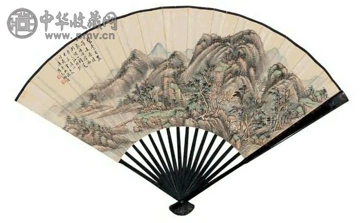 张克龢 1930年作 仿王麓台笔意 扇面 设色纸本