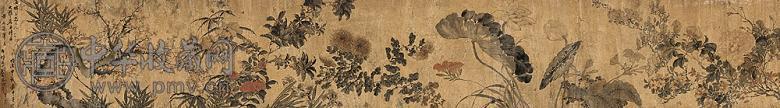 刘芥舟 甲戌(1874年)作 四季花卉 手卷 设色纸本