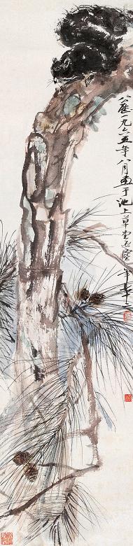 汪亚尘 1965年作 松鼠 立轴 设色纸本