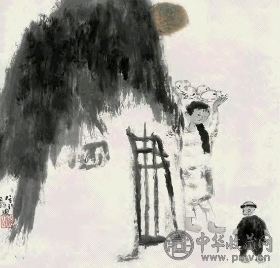 近现代 聂鸥 月初升 轴