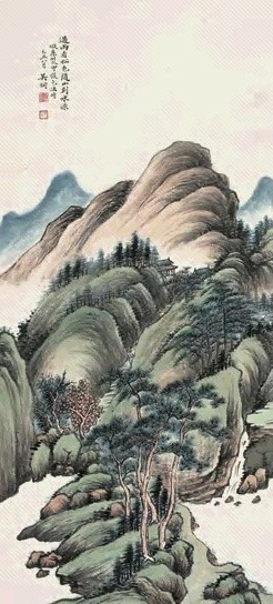 吴琴木 松山胜景图 立轴 设色纸本