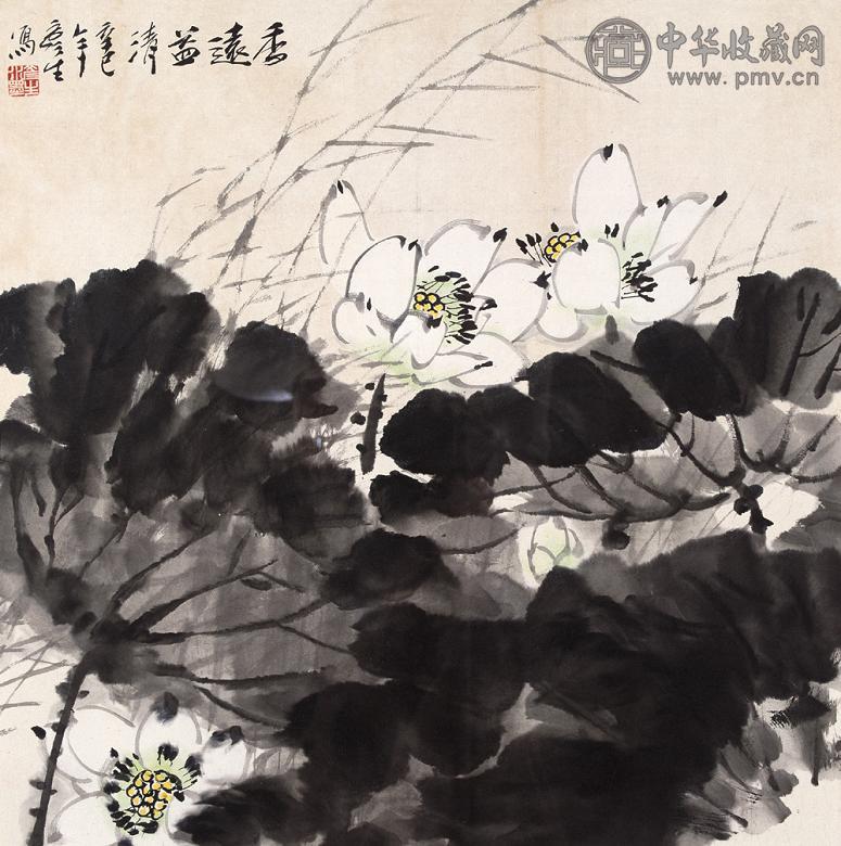 周彦生 辛巳(2001年)作 香远溢清 镜心 设色纸本