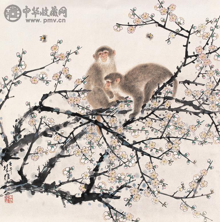 方楚雄 丙寅(1986年)作 封猴图 镜心 设色纸本