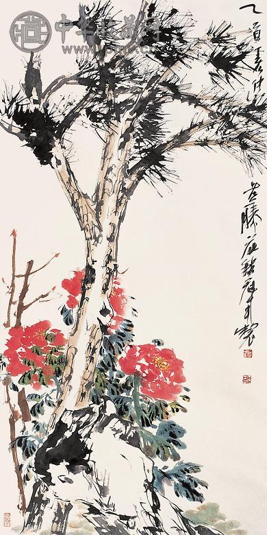 吴冠南 富寿图 立轴 设色纸本