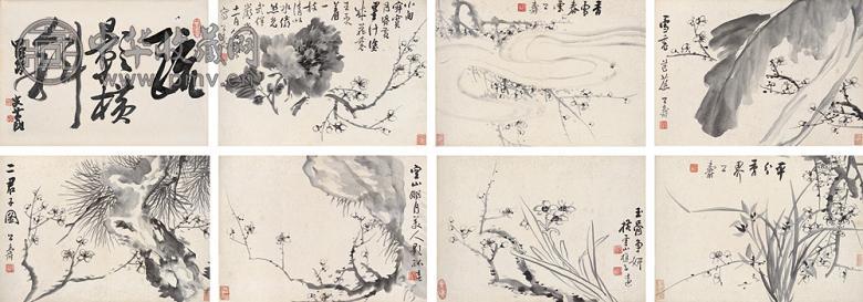 胡公寿 杂画册 册页(8开) 水墨纸本