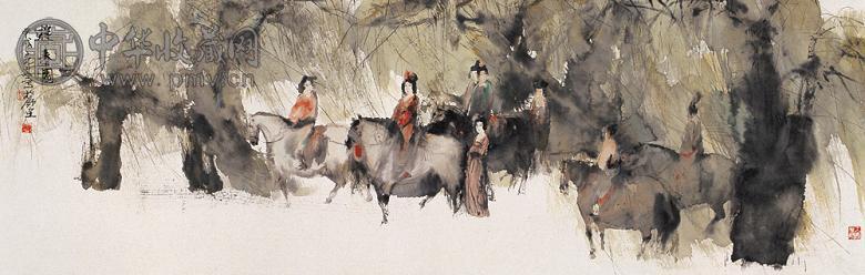 彭先诚 1994年作 游春图 镜心 设色纸本