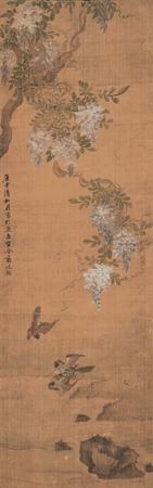 蒋延锡 1680年作 花鸟 立轴 设色绢本