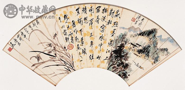 唐云 庚申(1980年)作 书画扇面 镜心 设色纸本