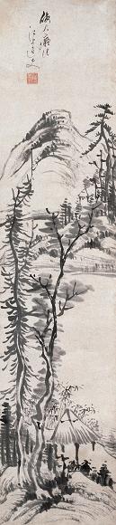 笪重光 山水 立轴