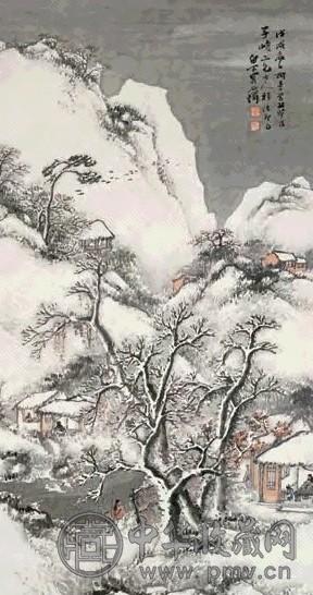 吴石僊 1898年作 雪山图 立轴 设色纸本