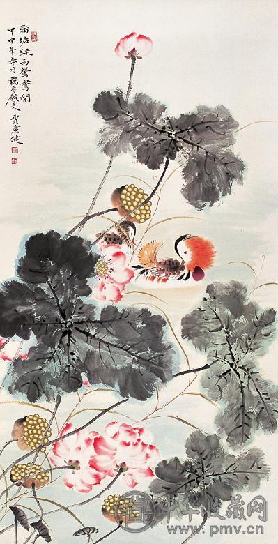 贾广健 甲申(2004年)作 花鸟 镜心 设色纸本