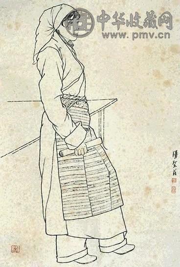 潘絜兹 人物 镜心 水墨纸本