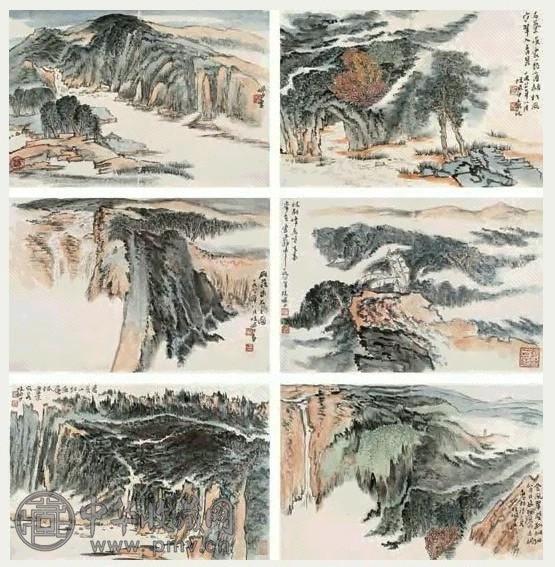 陆俨少 1981年作 水石云山 册(12开) 设色纸本