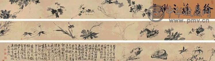 徐渭 杂花十六种 手卷 水墨纸本