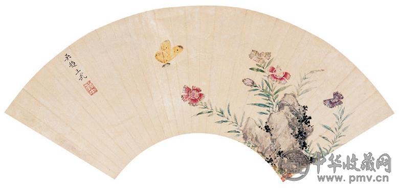 王武 花香蝶舞 镜心 设色纸本