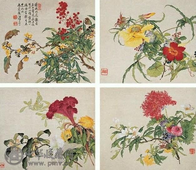 汤世澍 清 花卉 册页(20开选4)