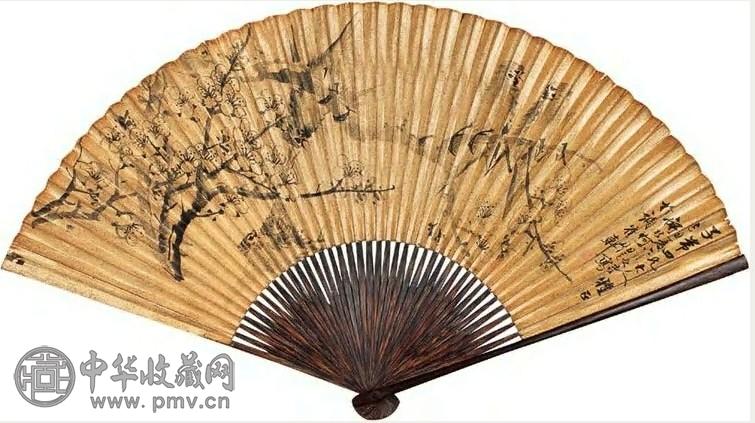 何煜 己丑年作 梅 成扇 设色纸本