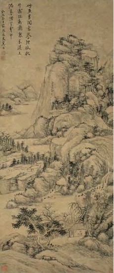 清 奚冈 草堂读书图 轴