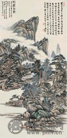冯超然 辛巳(1941年)作 松溪仙馆 立轴 设色纸本