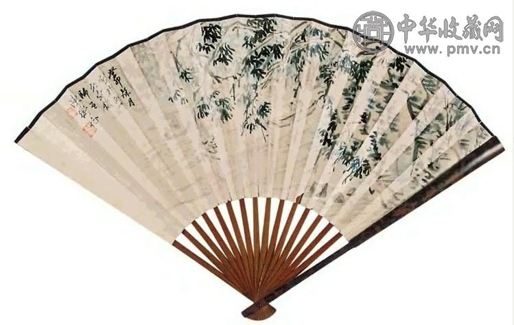 陈师曾 崖树舟吟 扇面 纸本