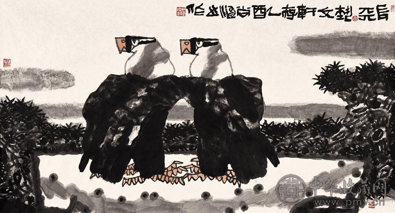 尚涛 乙酉(2005年)作 松鹰图 镜心 设色纸本