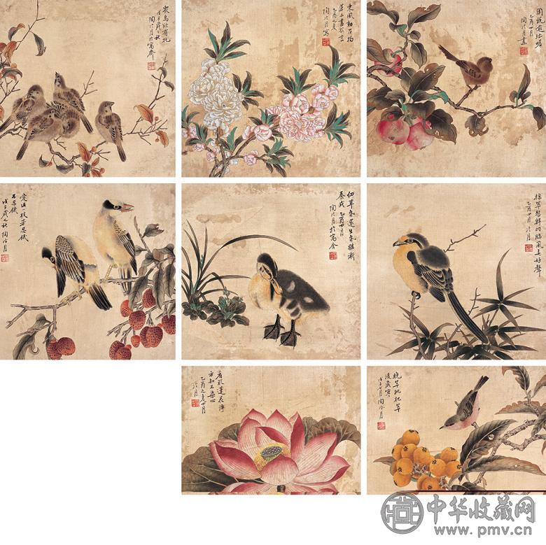 陶冷月 花鸟 册页 设色绢本