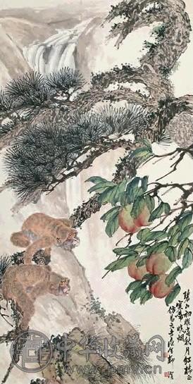 柳滨 碧山初暝啸秋月 立轴 设色纸本