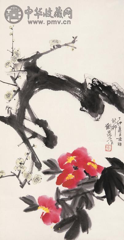 刘旦宅 丁卯(1987年)作 花卉 立轴 设色纸本